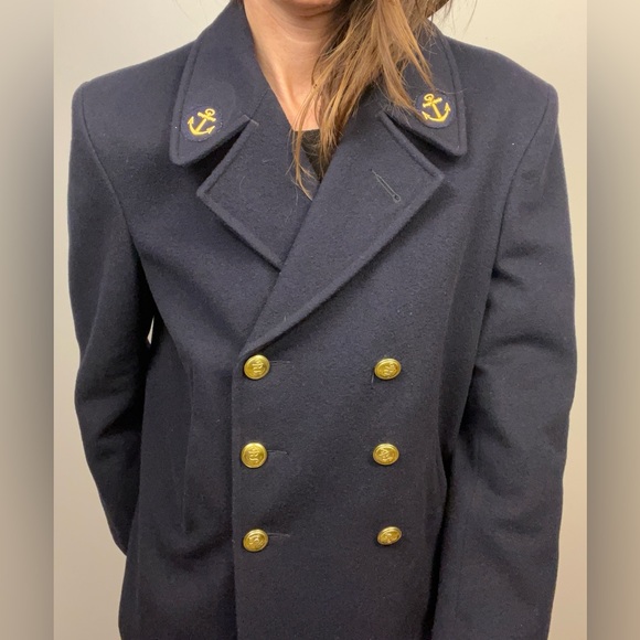 Vintage French Naval Double-Breasted Peacoat | Dark Navy | Likely Size L - Picture 3 of 13